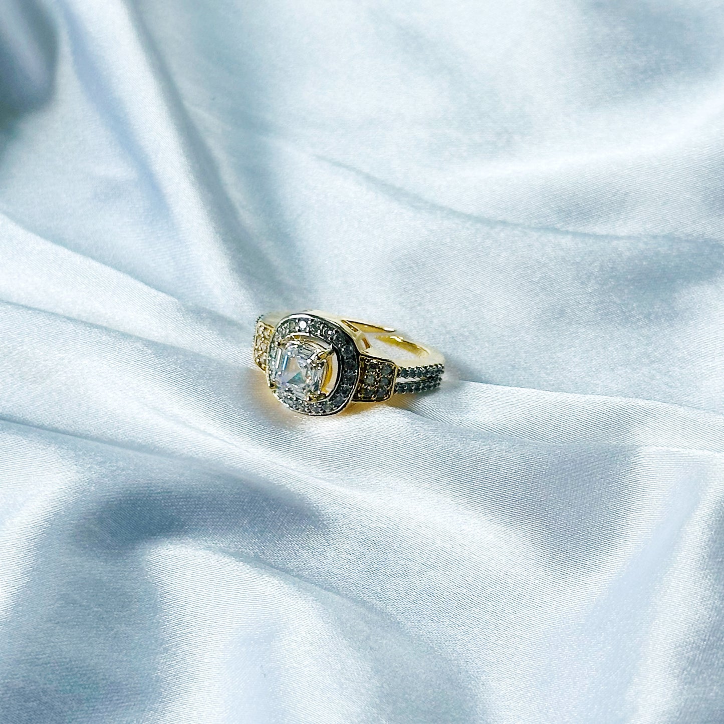 Solitaire Cubic Zirconia American Diamond Gold/Silver Plated Adjustable Ring