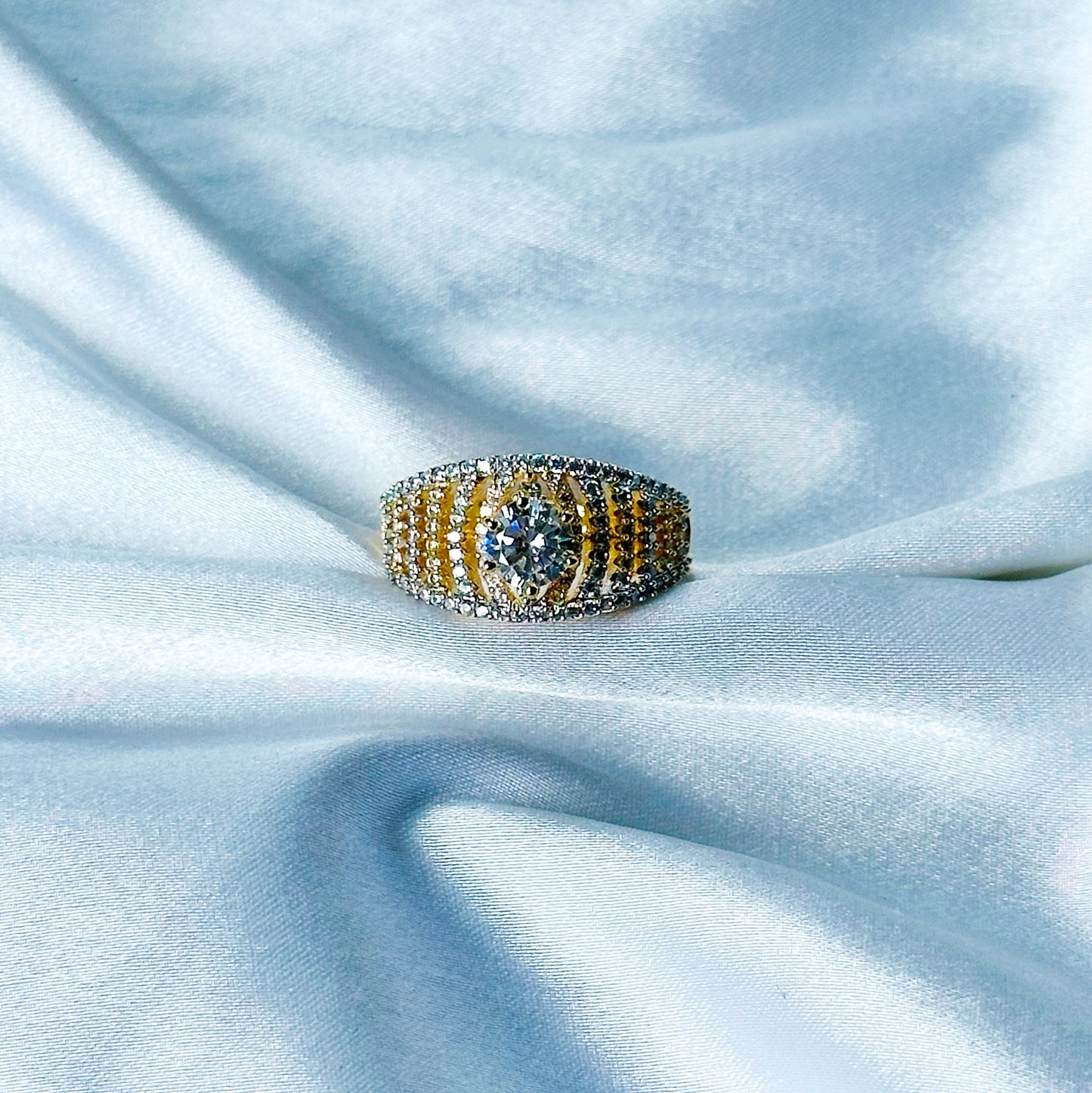 Solitaire Cubic Zircon American Diamond Gold/Silver Plated Adjustable Ring