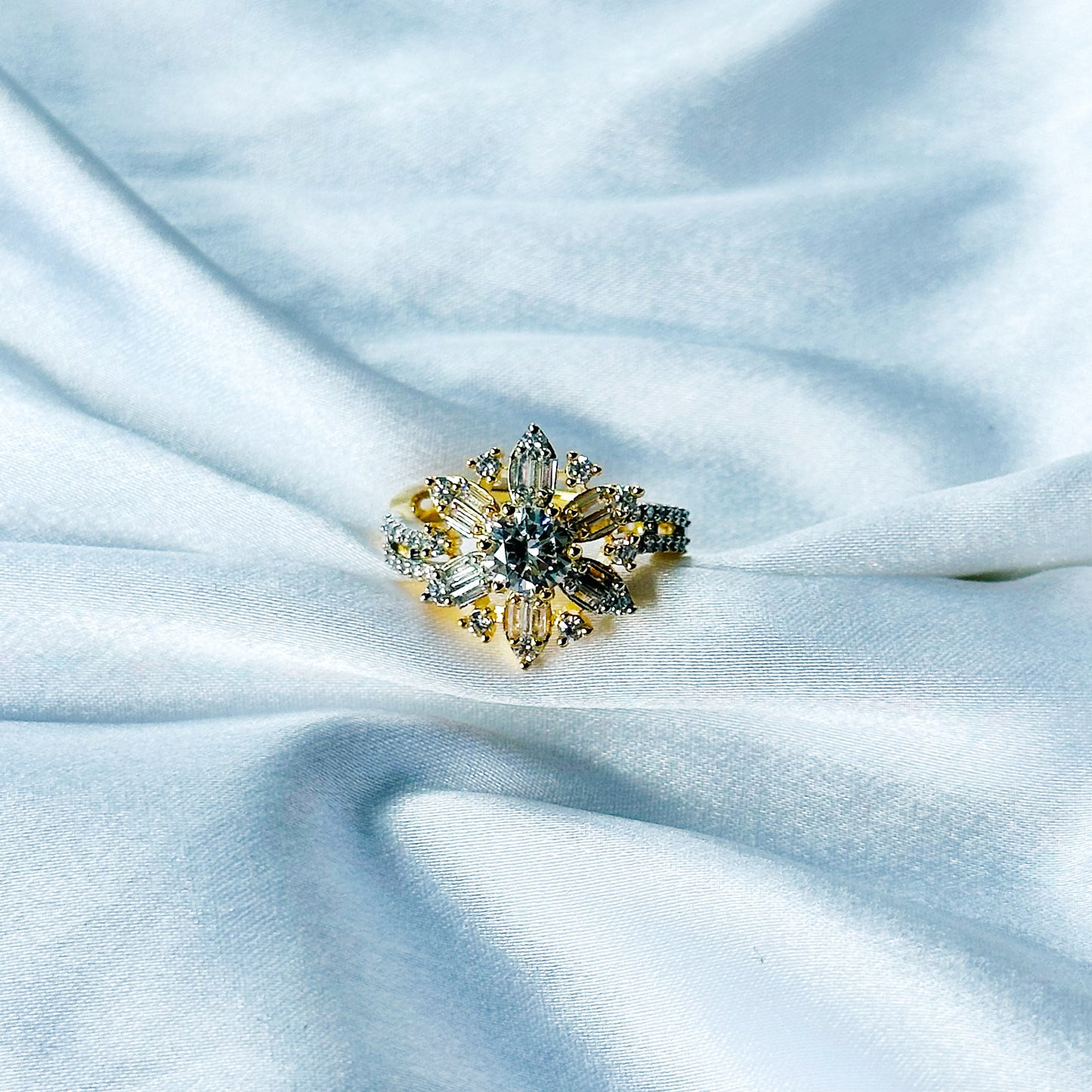 Solitaire Cubic Zircon American Diamond Gold/Silver Plated Adjustable Ring