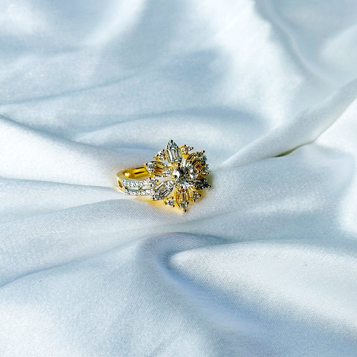 Solitaire Cubic Zircon American Diamond Gold/Silver Plated Adjustable Ring