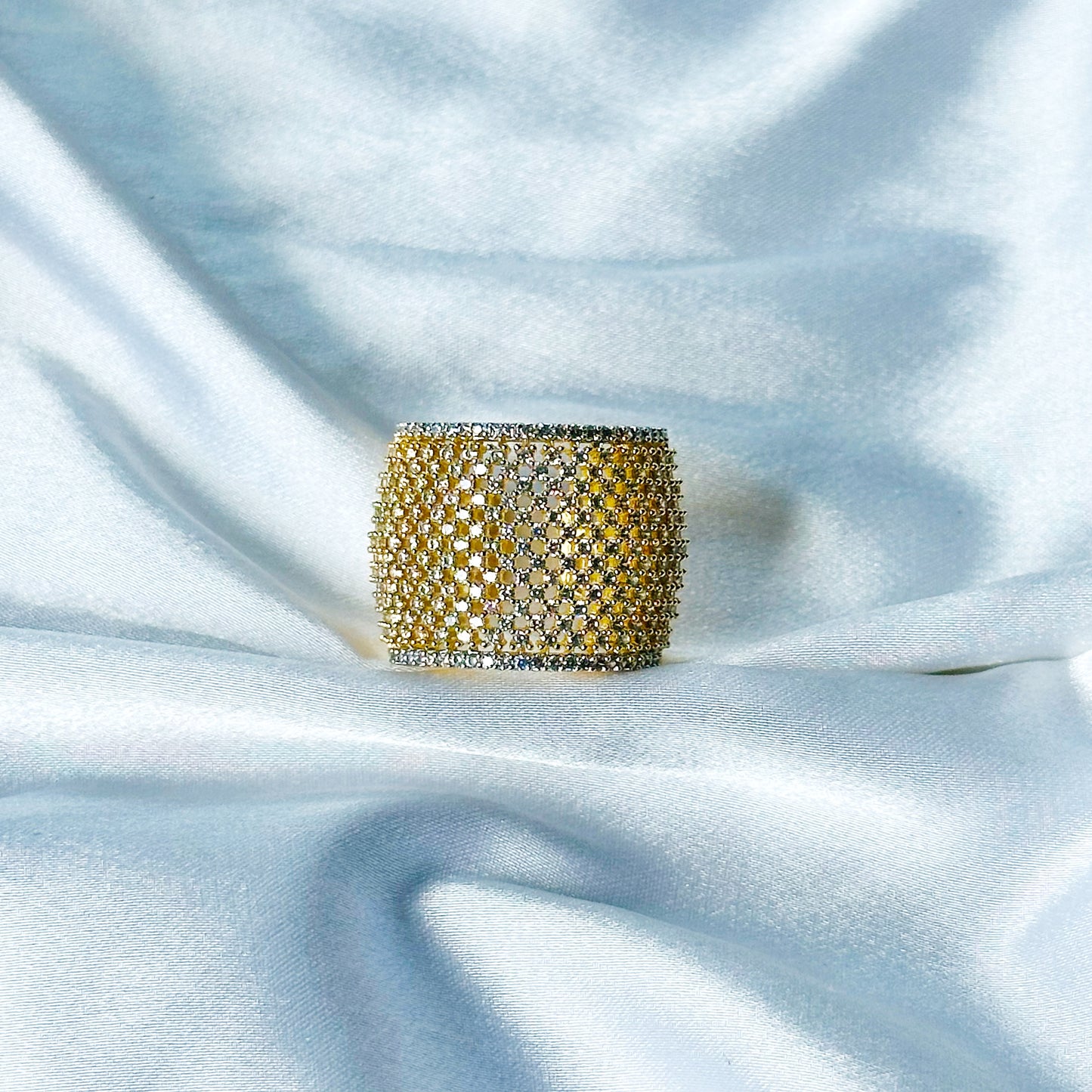 Solitaire Cubic Zircon American Diamond Gold/Silver Plated Adjustable Ring