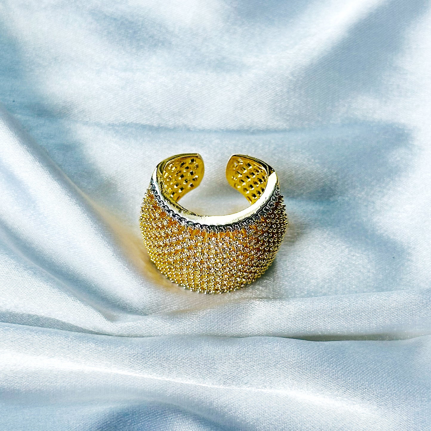 Solitaire Cubic Zircon American Diamond Gold/Silver Plated Adjustable Ring