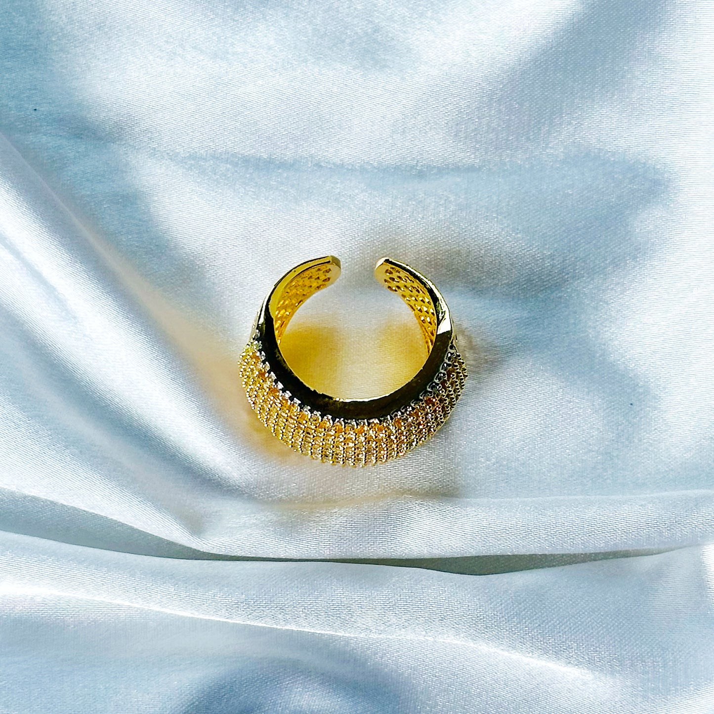 Solitaire Cubic Zircon American Diamond Gold/Silver Plated Adjustable Ring