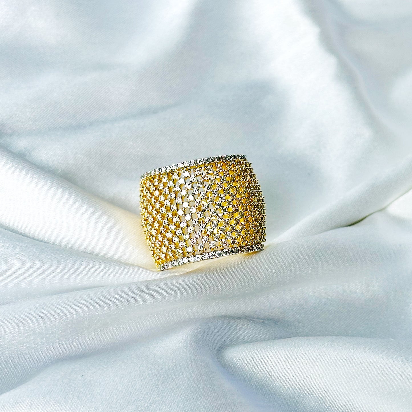 Solitaire Cubic Zircon American Diamond Gold/Silver Plated Adjustable Ring