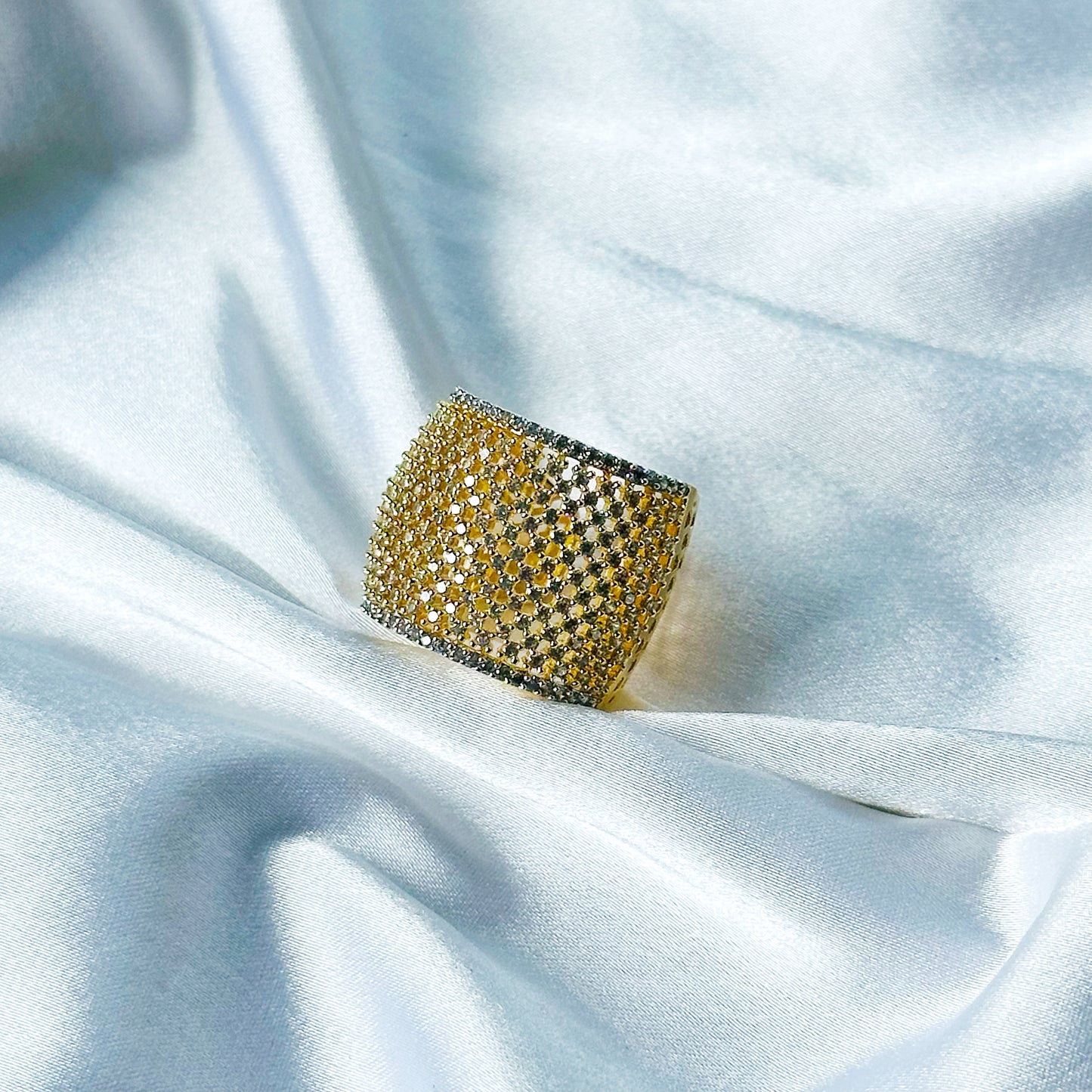 Solitaire Cubic Zircon American Diamond Gold/Silver Plated Adjustable Ring