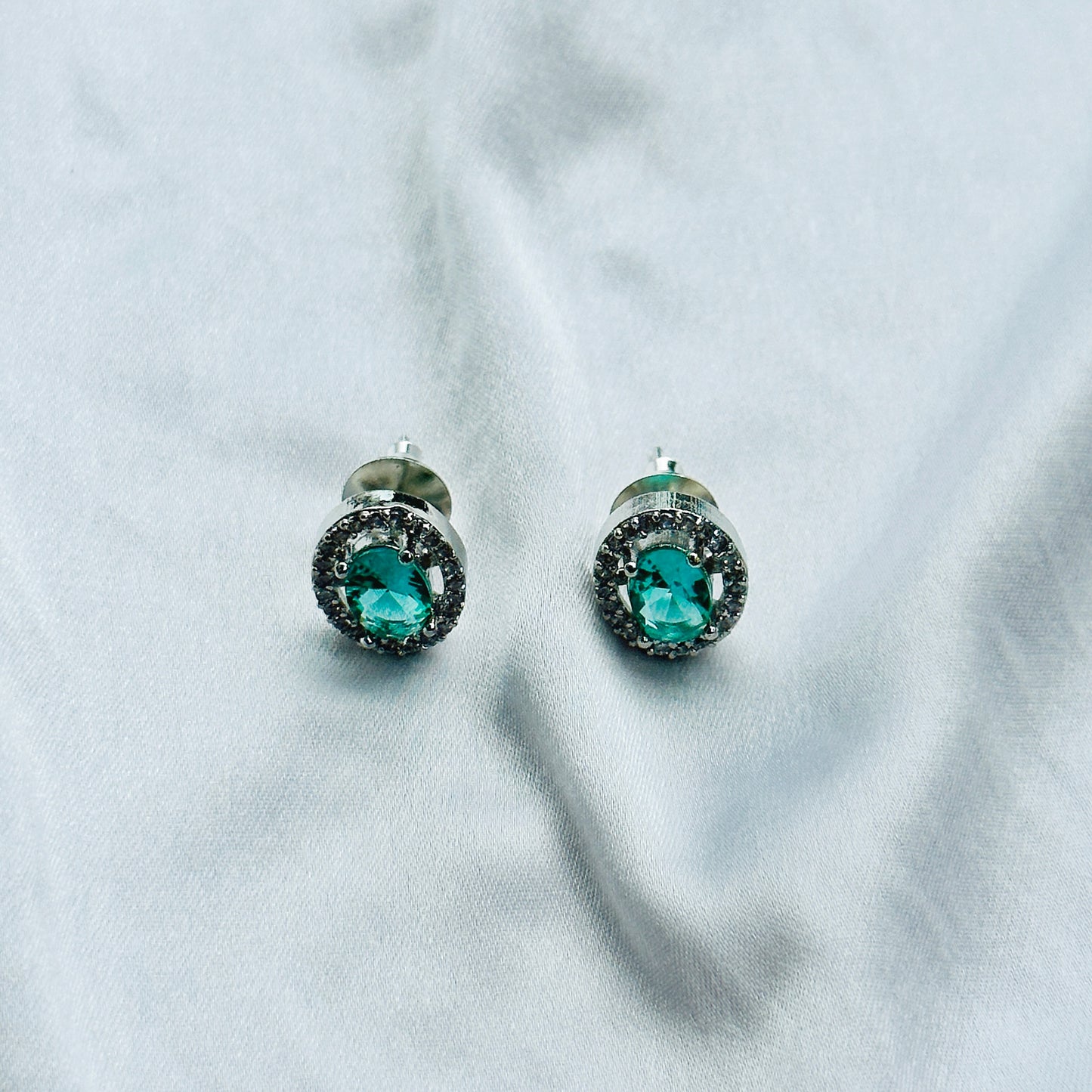 Sea Green Topaz Cubic Zircon Silver AD Pendant Set Combo