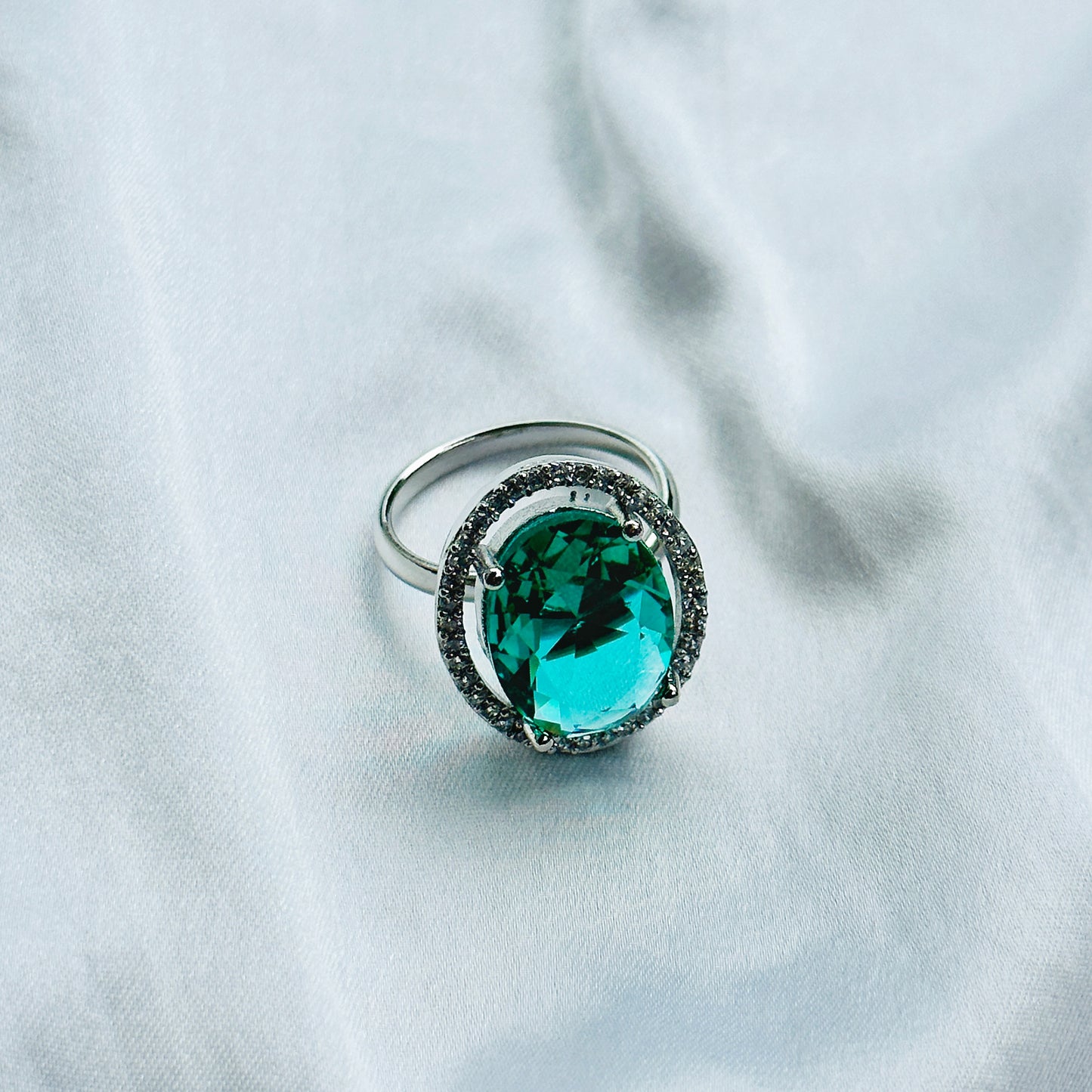 Sea Green Topaz Cubic Zircon Silver AD Pendant Set Combo
