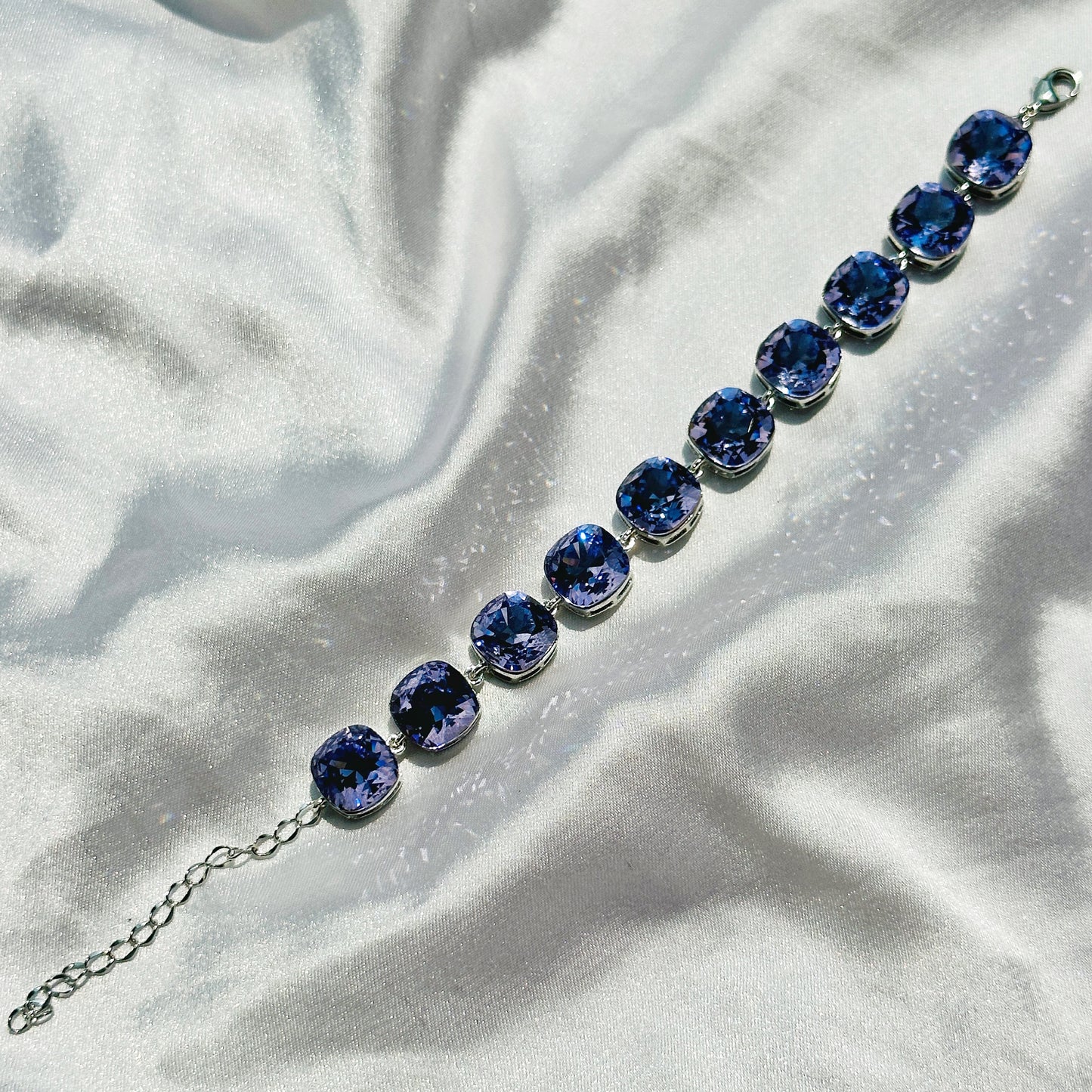 Tanzanite Swarovski Silver Plated Chain Bracelet