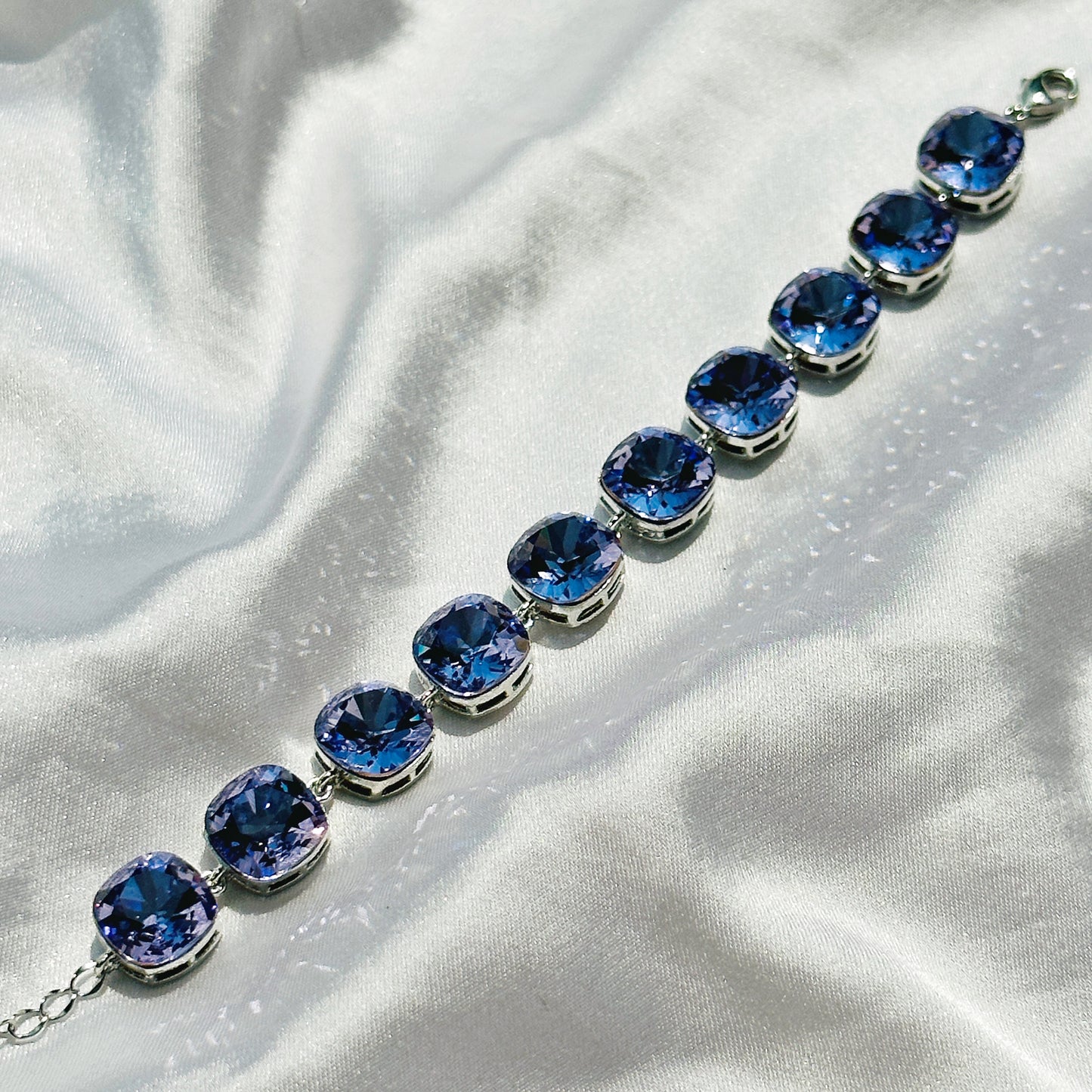 Tanzanite Swarovski Silver Plated Chain Bracelet