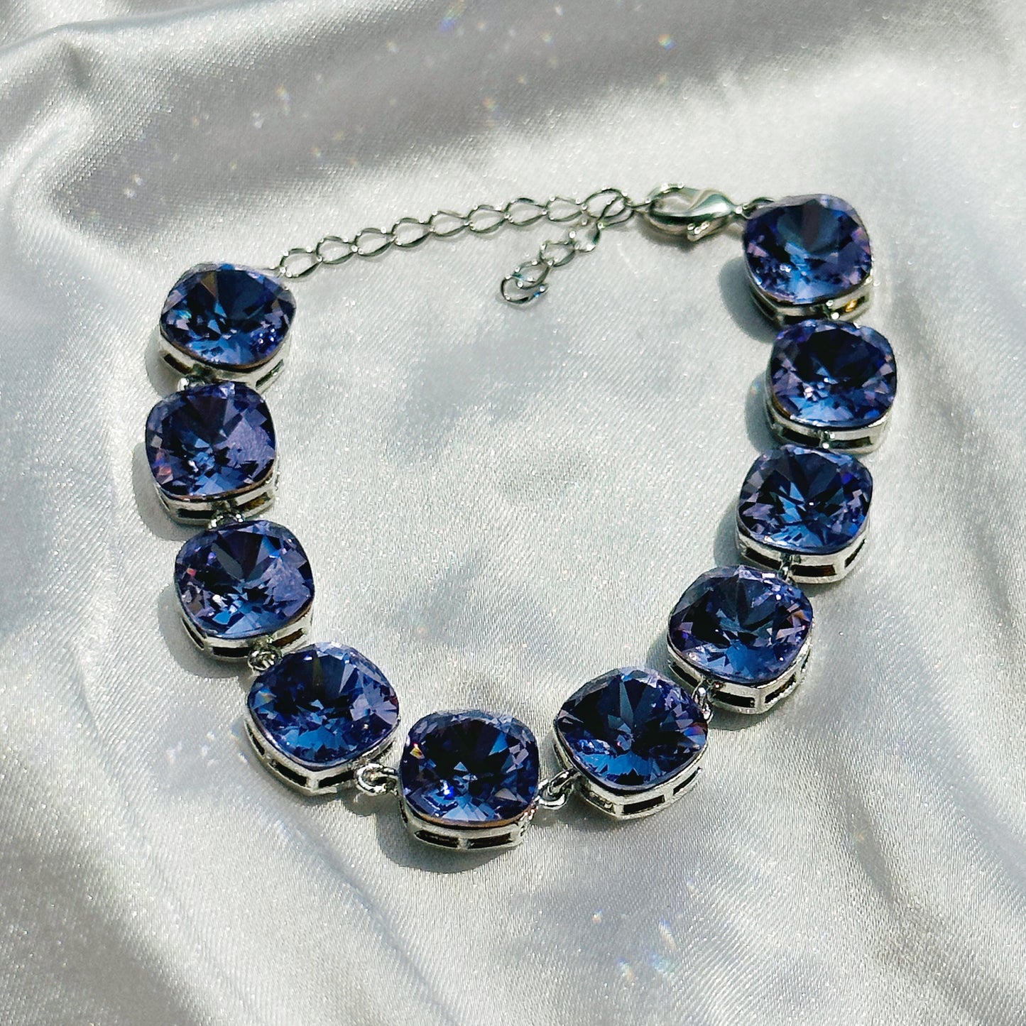 Tanzanite Swarovski Silver Plated Chain Bracelet