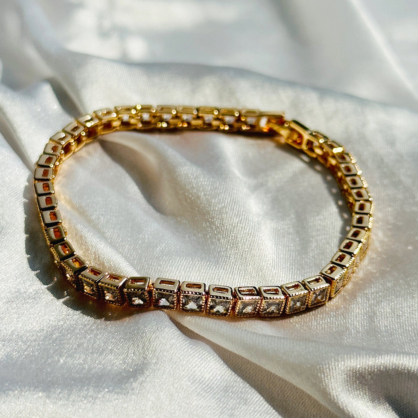 American Diamond Rose Gold Plated Chain Bracelet