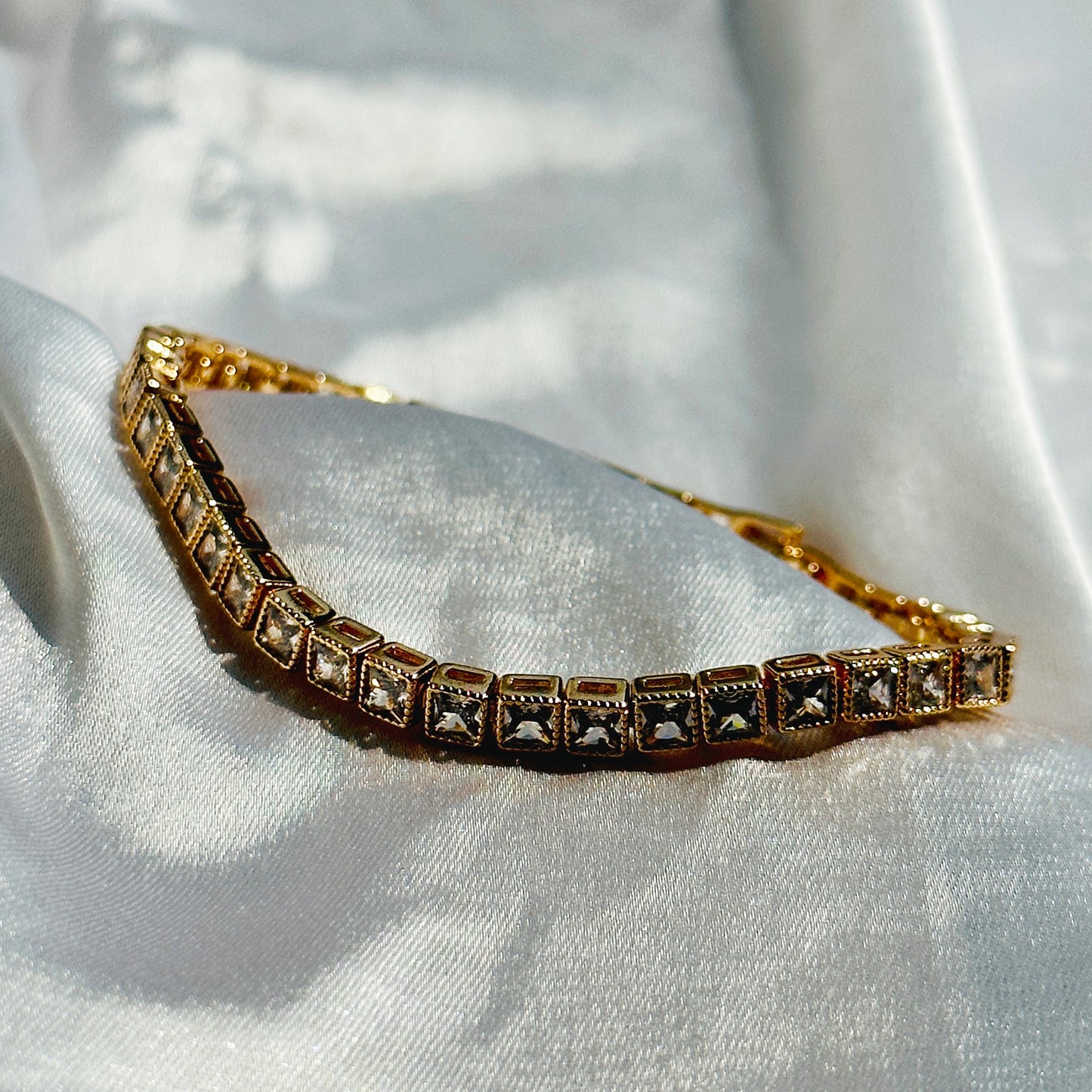 American Diamond Gold Plated Chain Bracelet