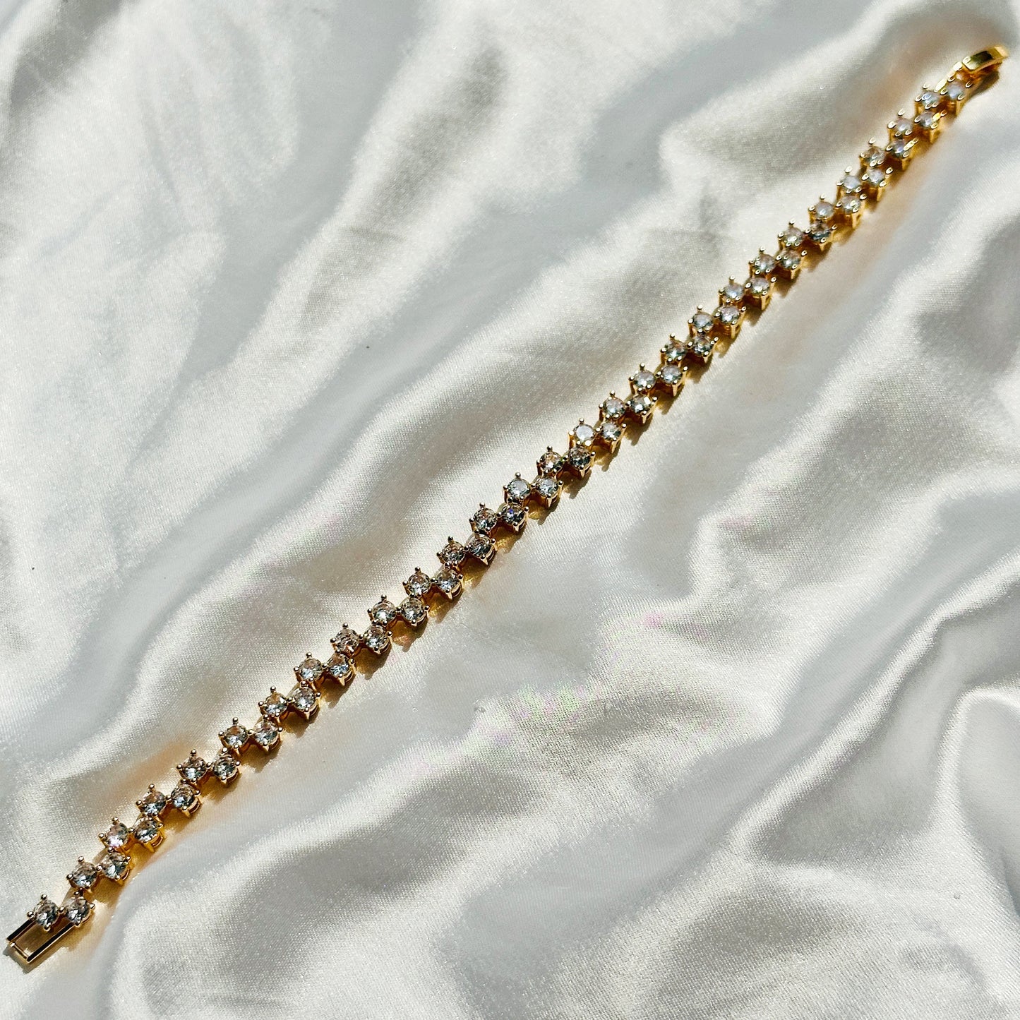 American Diamond Gold Plated Chain Bracelet