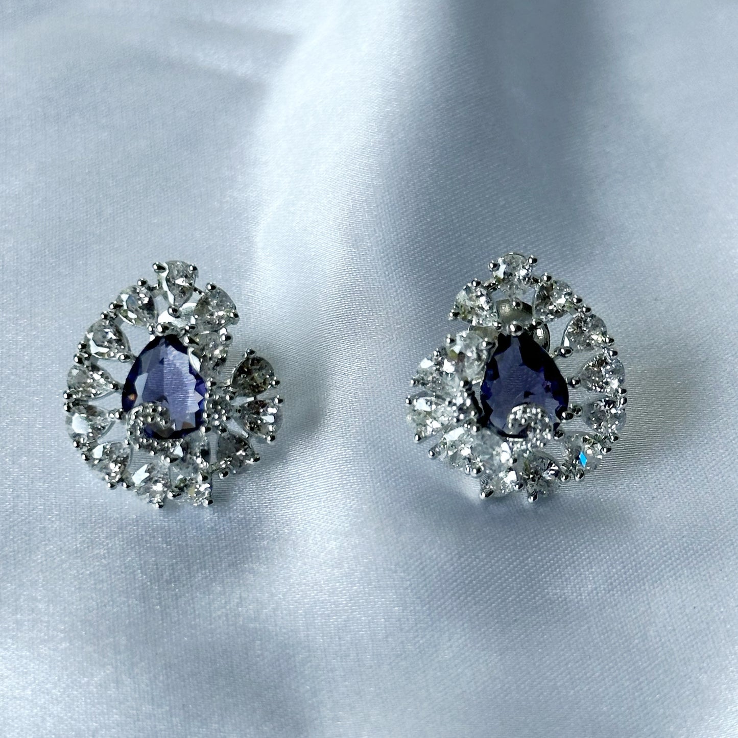 Deep Purple Amethyst Cubic Zircon American Diamond Silver Plated Pendant Set