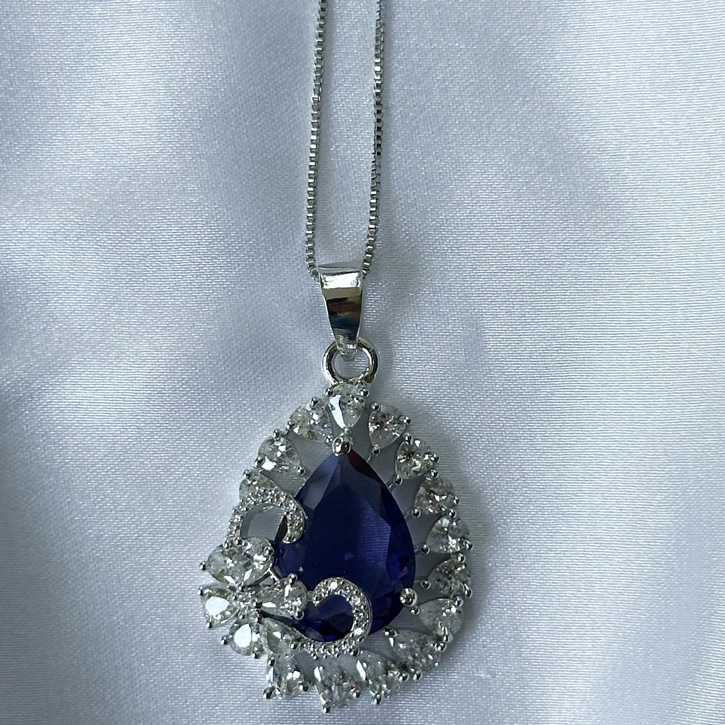 Deep Purple Amethyst Cubic Zircon American Diamond Silver Plated Pendant Set