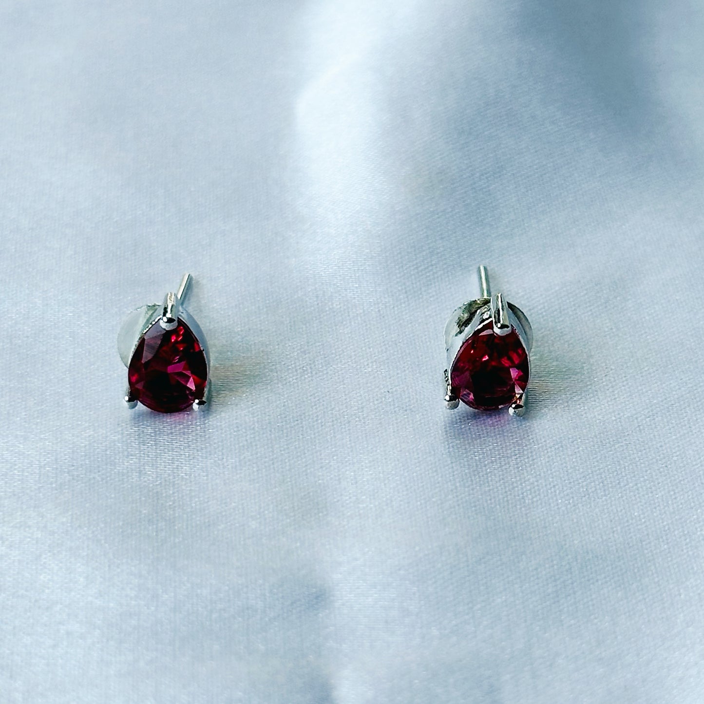 Red Ruby Cubic Zircon American Diamond Silver Plated Pendant Set