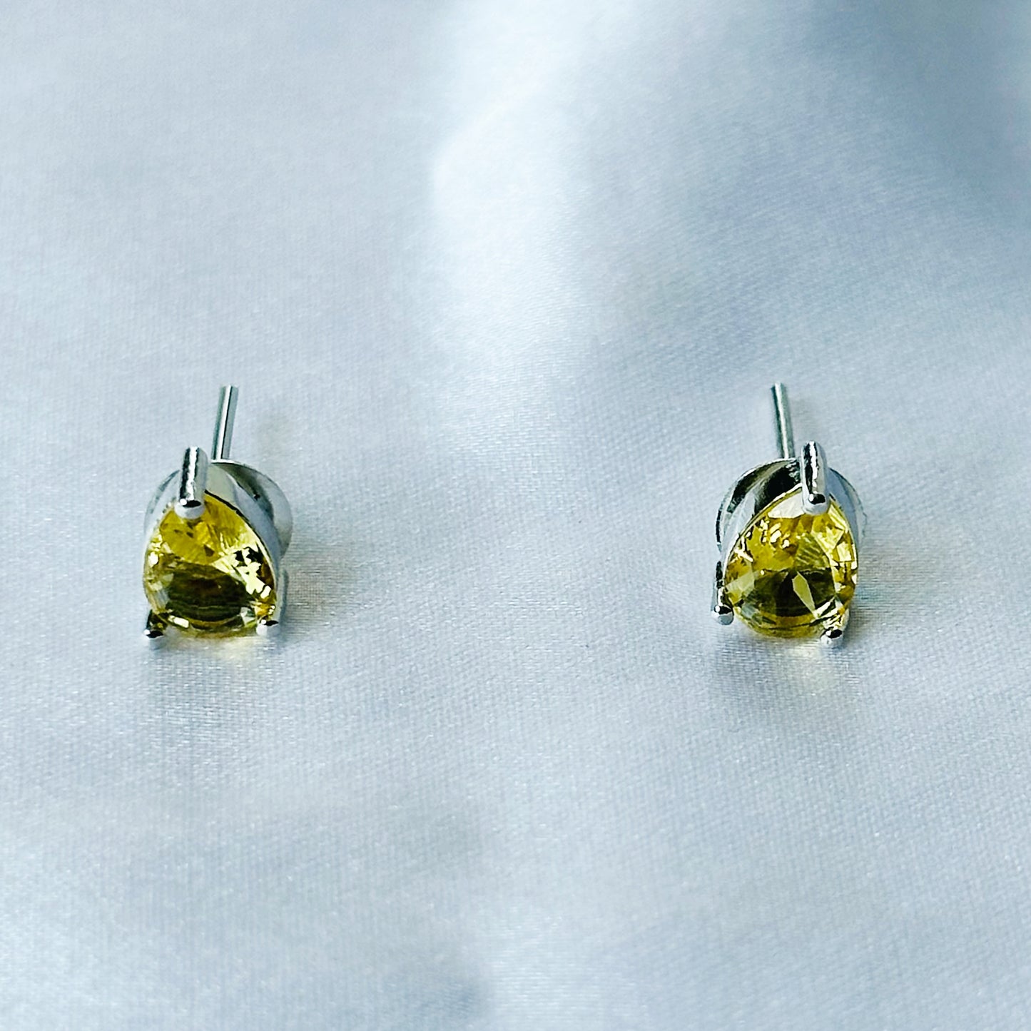 Yellow Topaz Cubic Zircon American Diamond Silver Plated Pendant Set