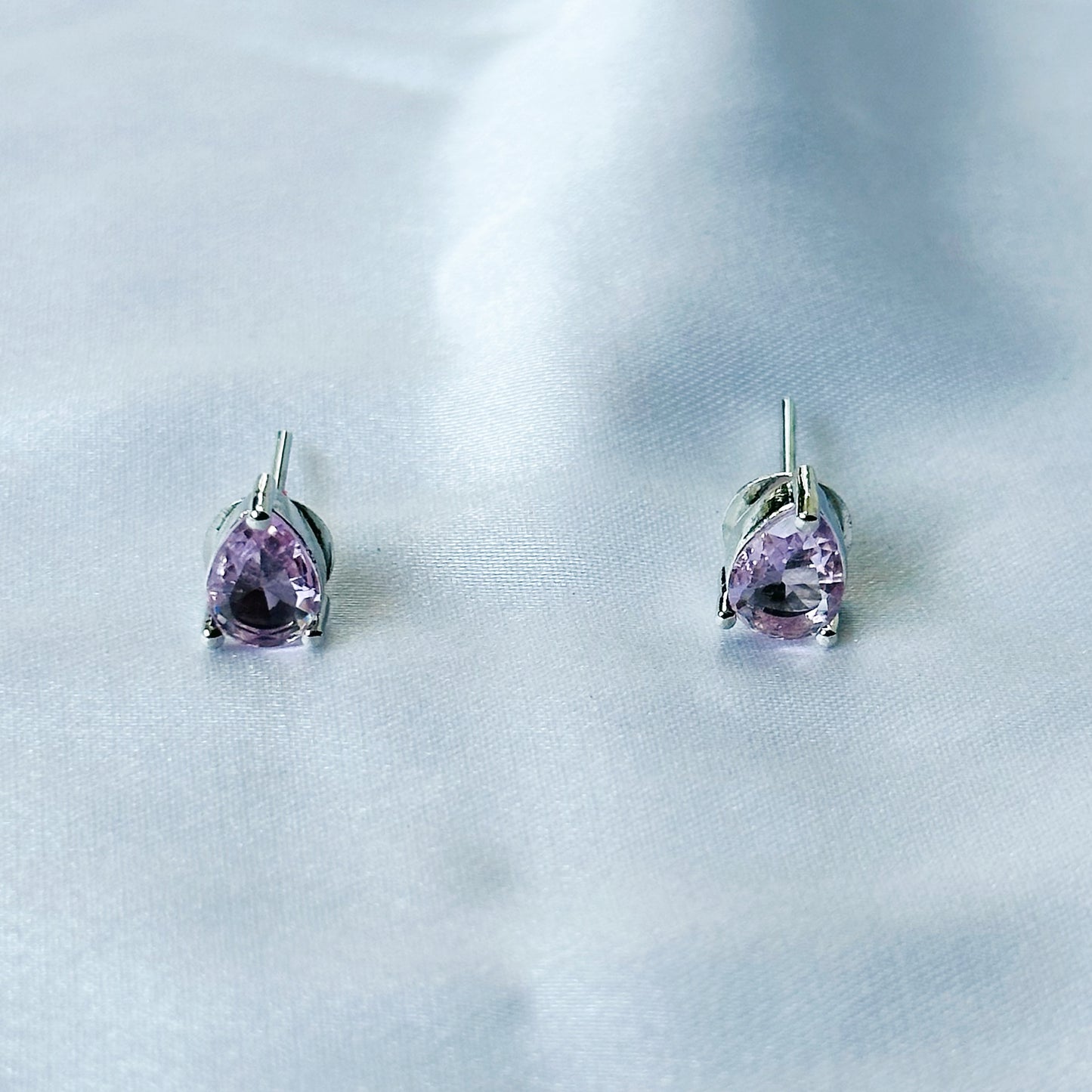 Pink Topaz Cubic Zircon American Diamond Silver Plated Pendant Set