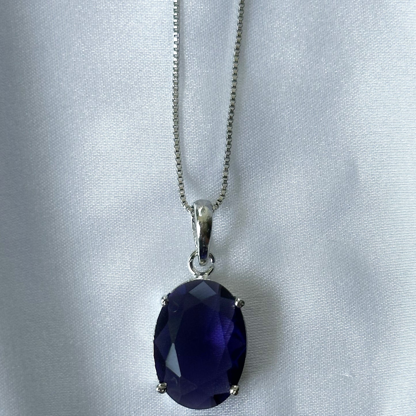 Deep Purple Amethyst Cubic Zircon American Diamond Silver Plated Pendant Set