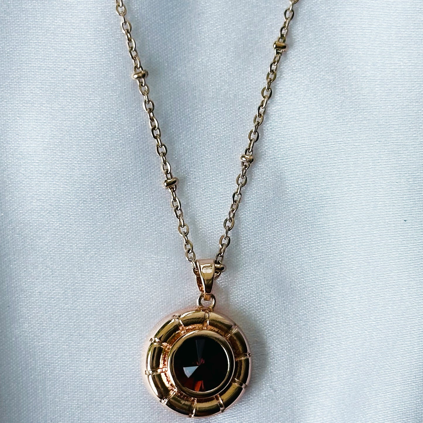 DIY 7 Interchangeable American Diamond Stones Rose Gold Plated Necklace