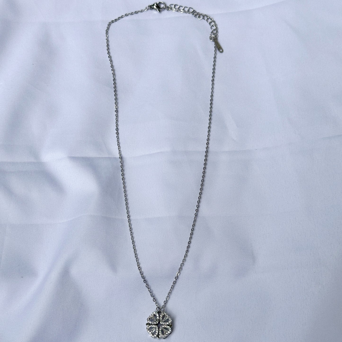 American Diamond Silver Plated Stainless Steel Necklace