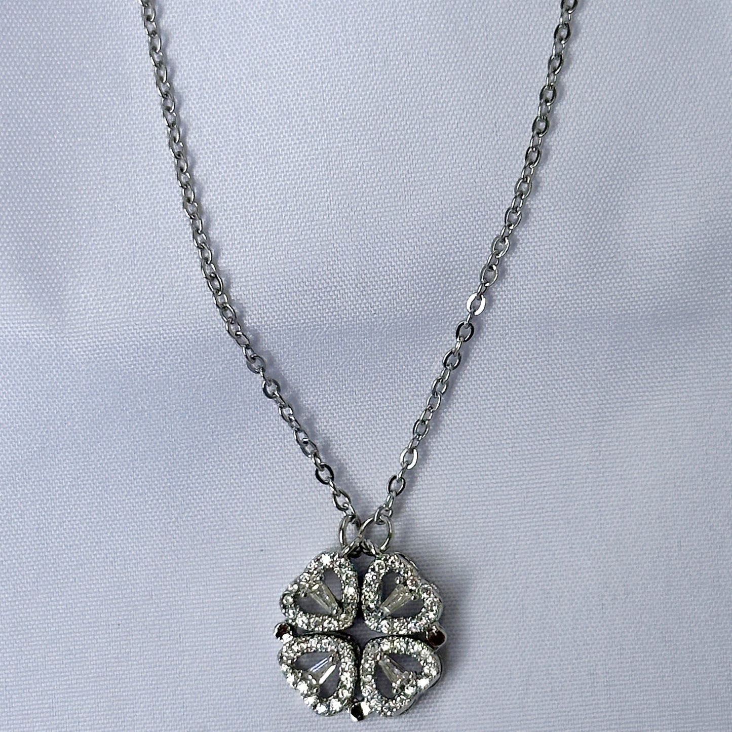 American Diamond Silver Plated Stainless Steel Necklace