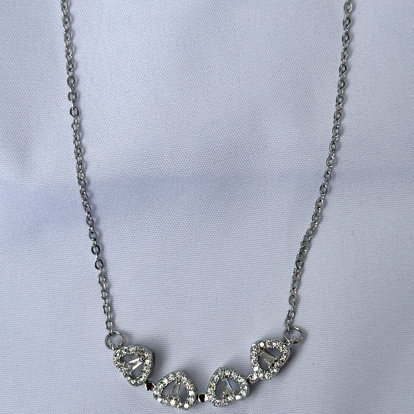 American Diamond Silver Plated Stainless Steel Necklace