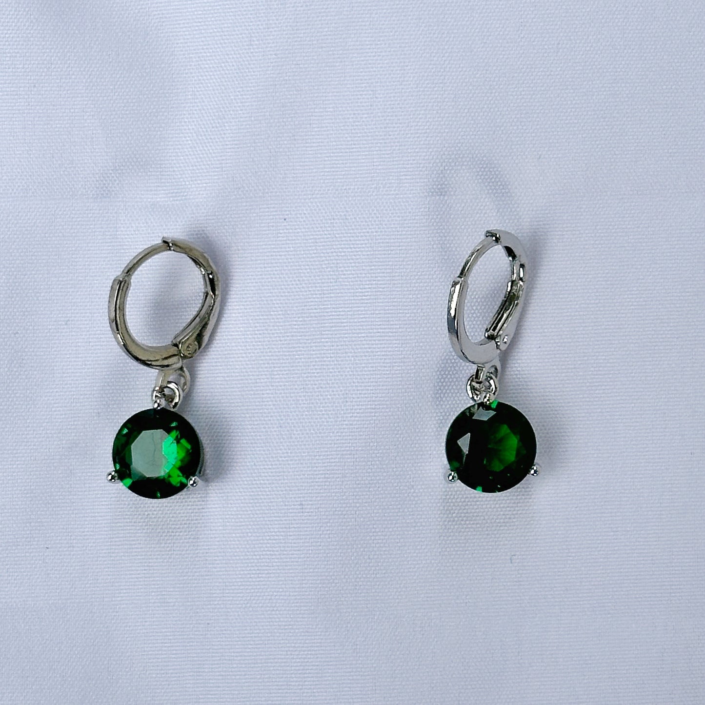 Green Emerald Cubic Zircon Silver Plated Pendant Set