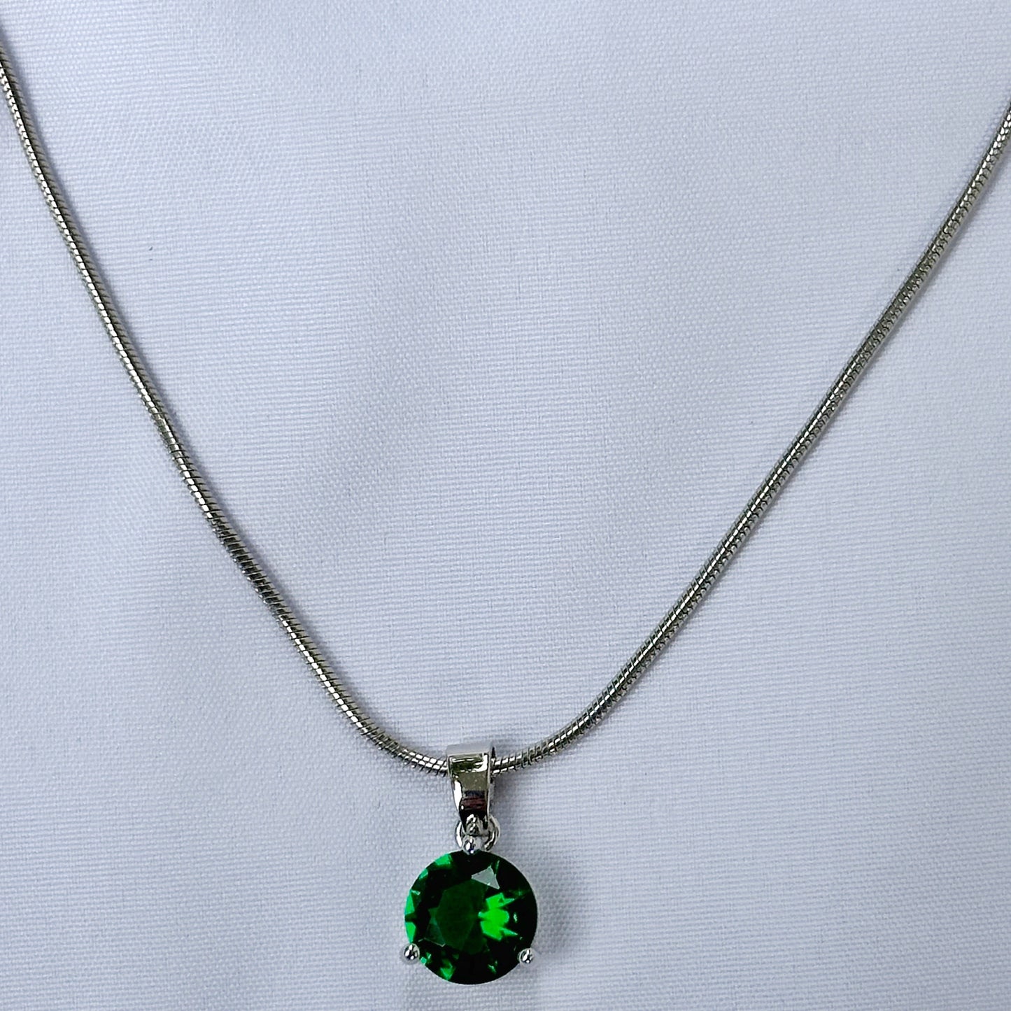 Green Emerald Cubic Zircon Silver Plated Pendant Set