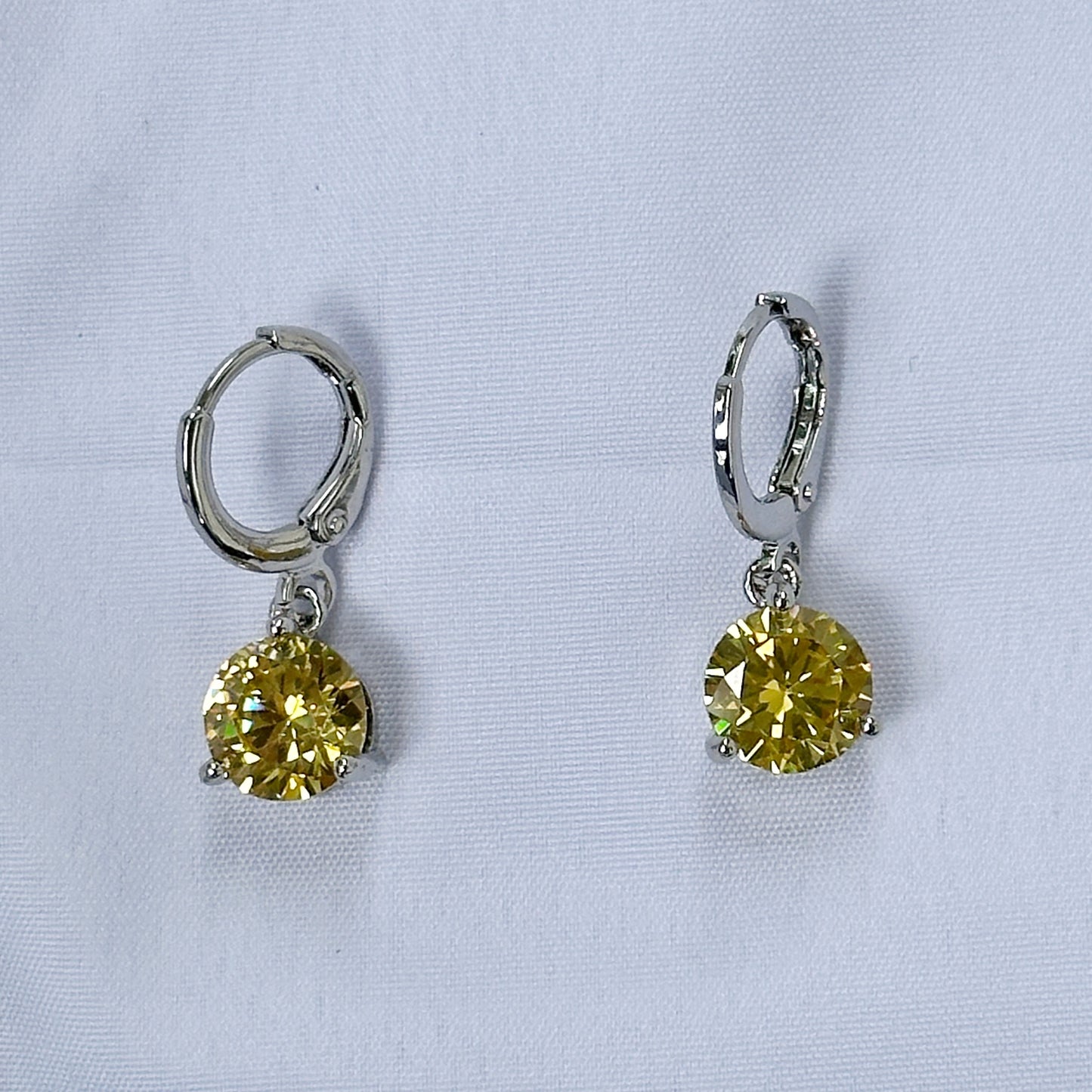 Yellow Topaz Cubic Zircon Silver Plated Pendant Set