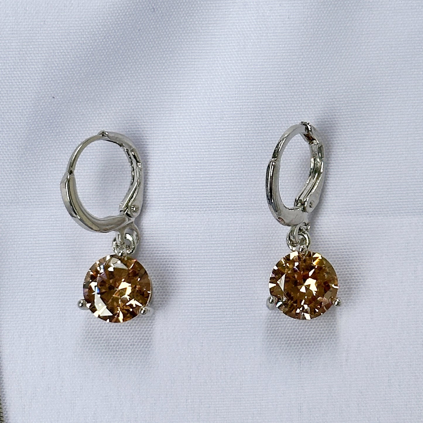 Lt Colorado Topaz Cubic Zircon Silver Plated Pendant Set