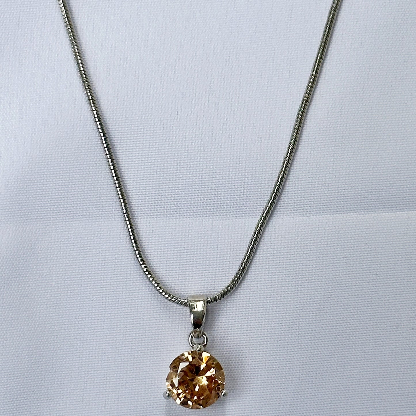 Smoked Topaz Cubic Zirconia American Diamond Silver Plated Pendant Set