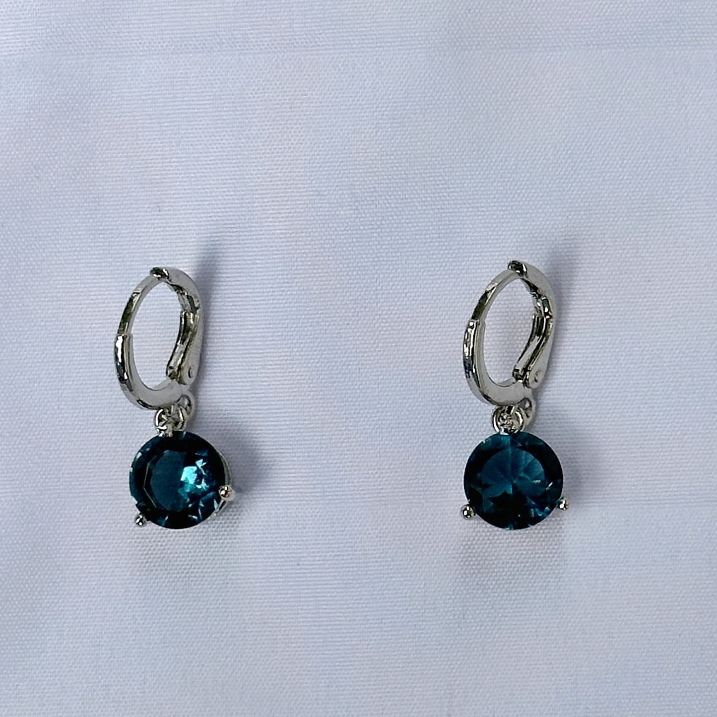 Dark Indigo Blue Cubic Zircon Silver Plated Pendant Set