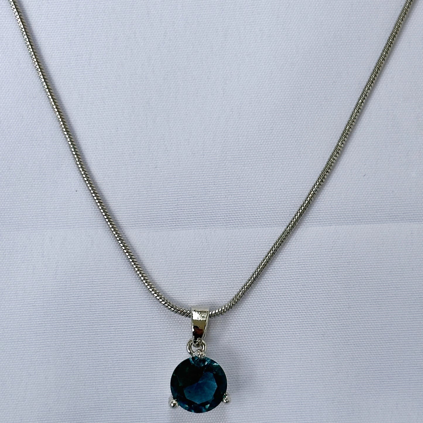 Dark Indigo Blue Cubic Zircon Silver Plated Pendant Set