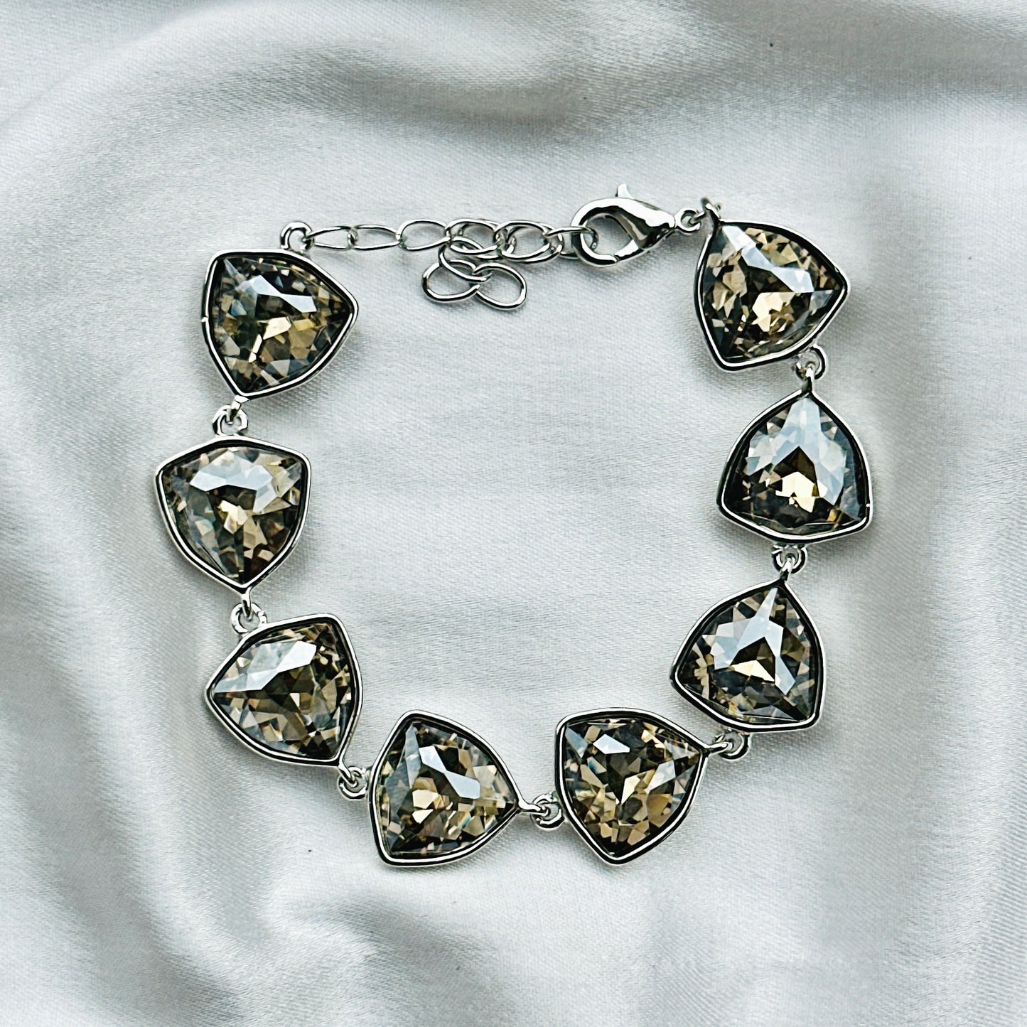 Black Morion Swarovski Crystal Silver Plated Chain Bracelet