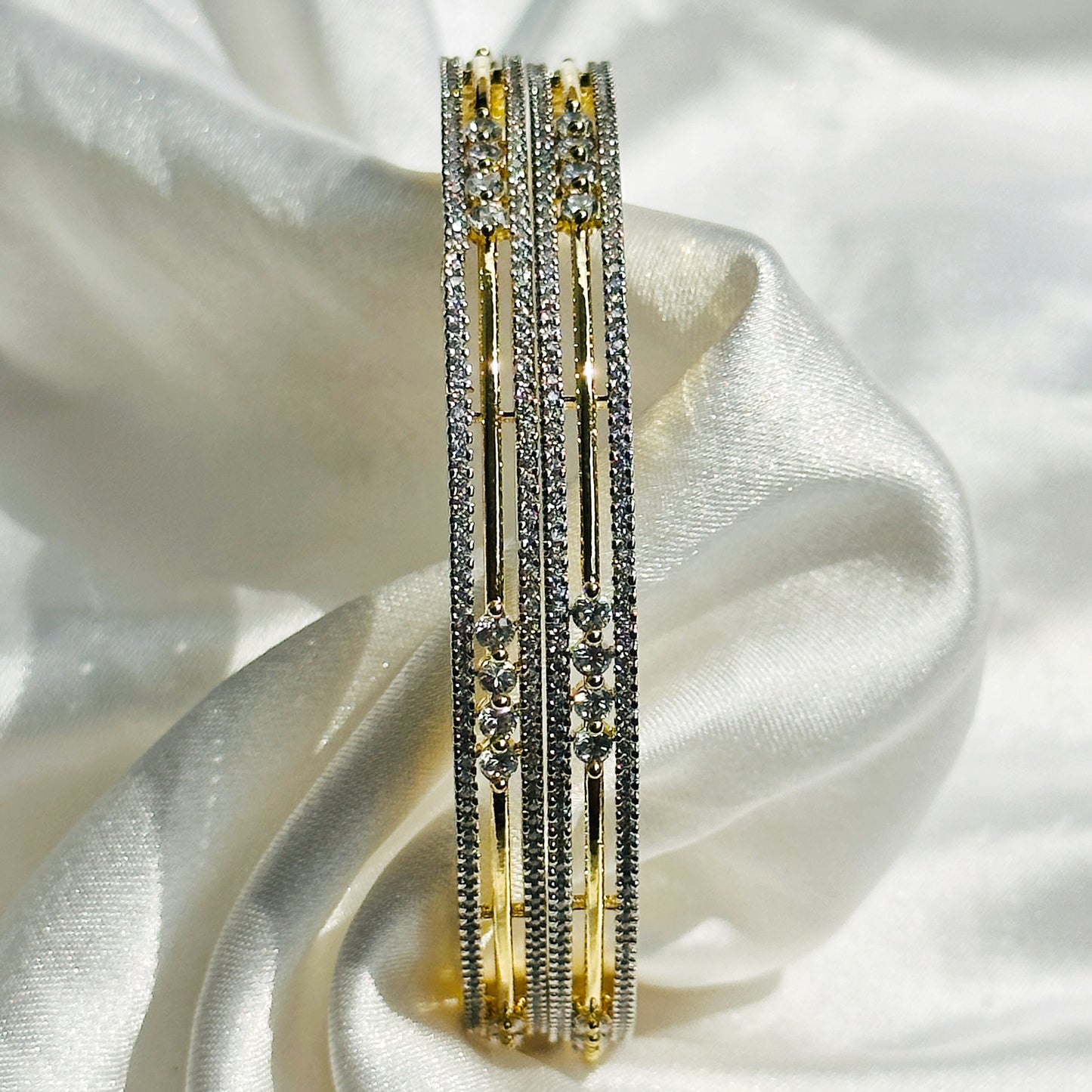 American Diamond Gold-Silver Plated Bangles Set of 2