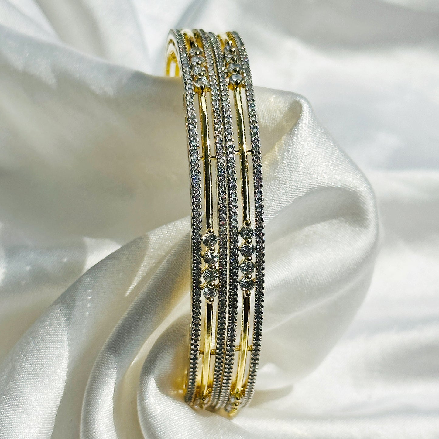 American Diamond Gold-Silver Plated Bangles Set of 2