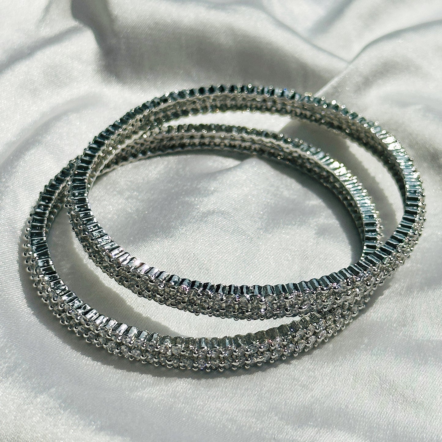 American Diamond Silver Plated Bangles Set of 2