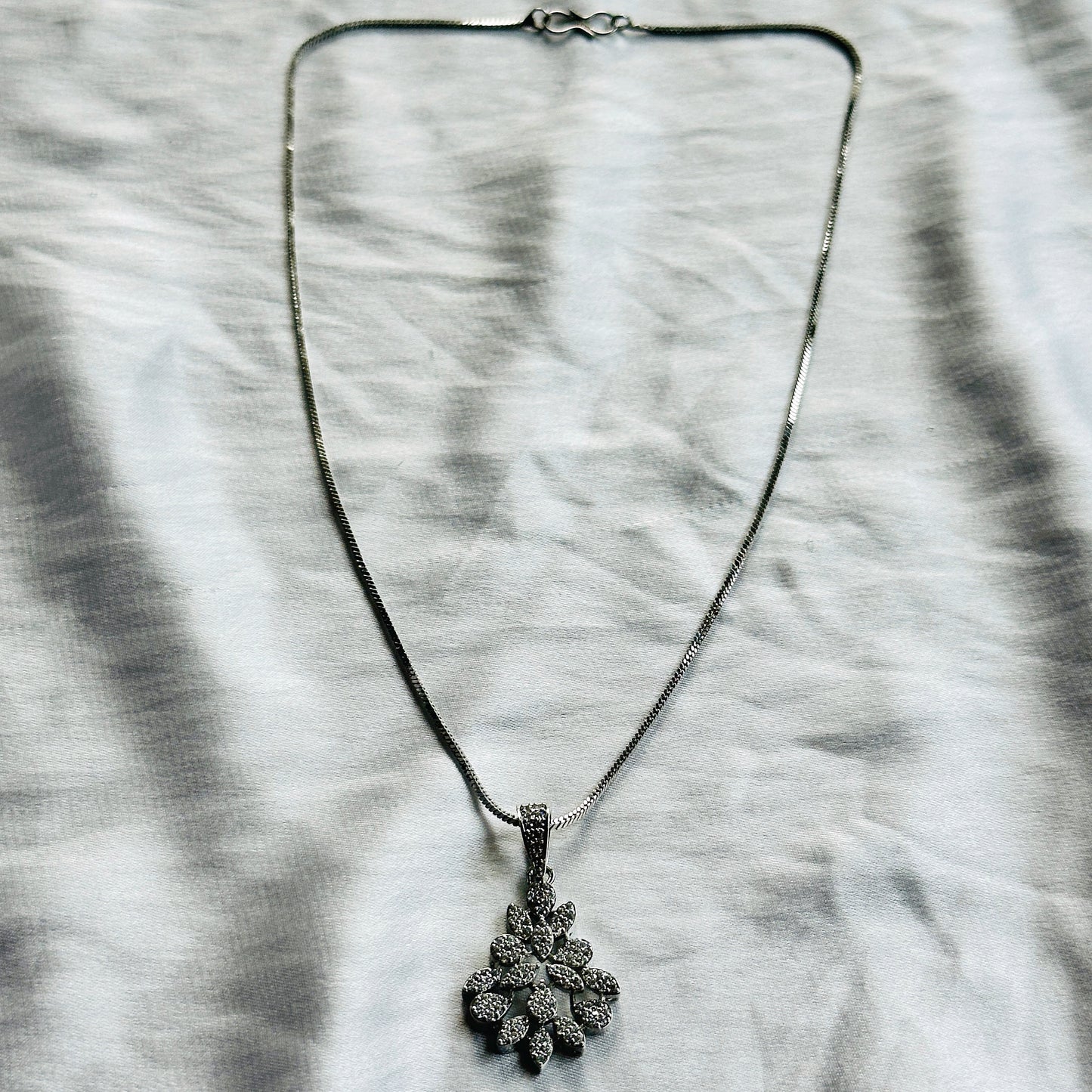 American Diamond Silver Plated Pendant Set