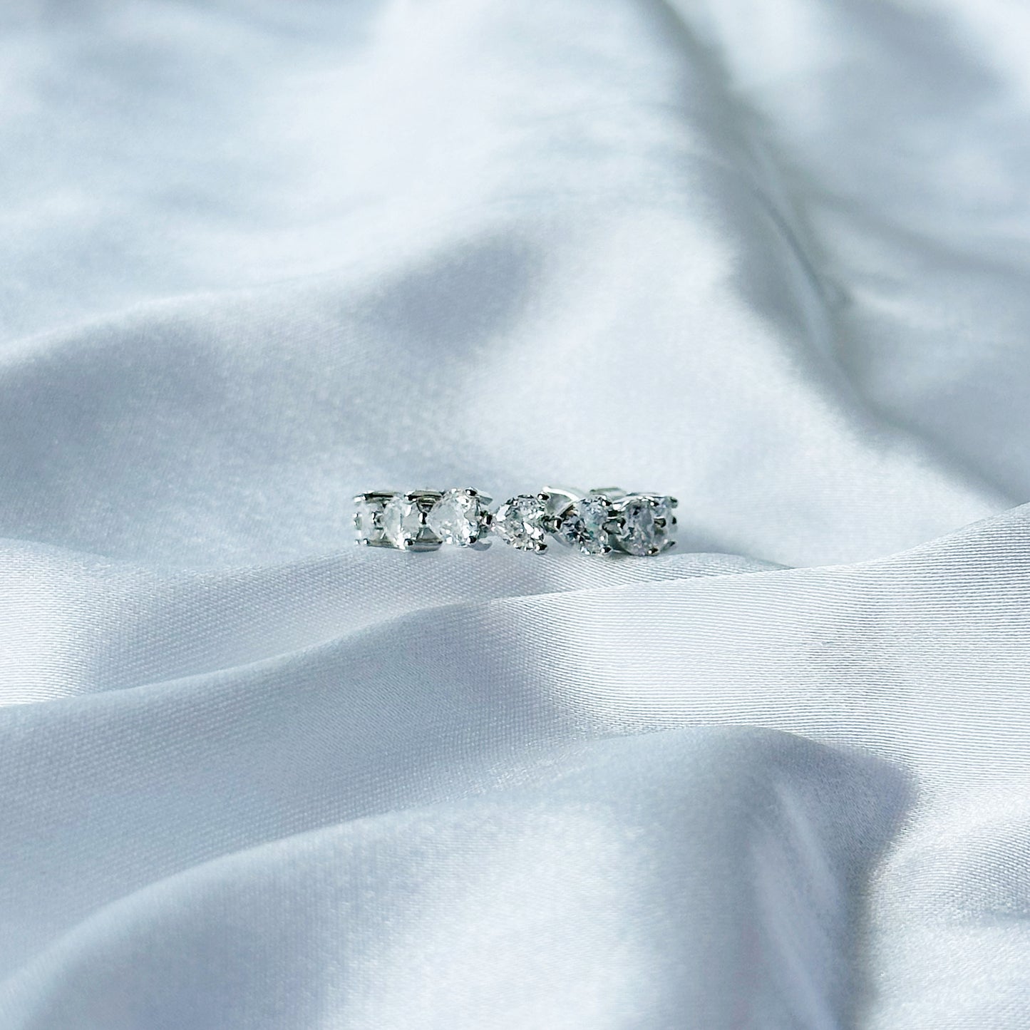 Matrix Design American Diamond Silver Plated Adjustable Ring