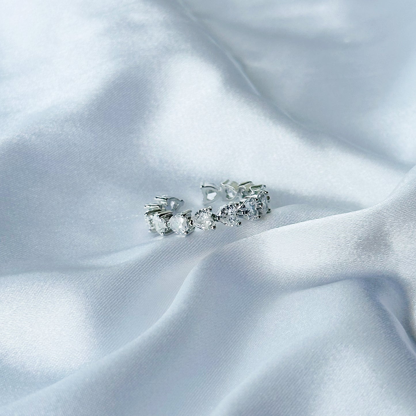 Matrix Design American Diamond Silver Plated Adjustable Ring