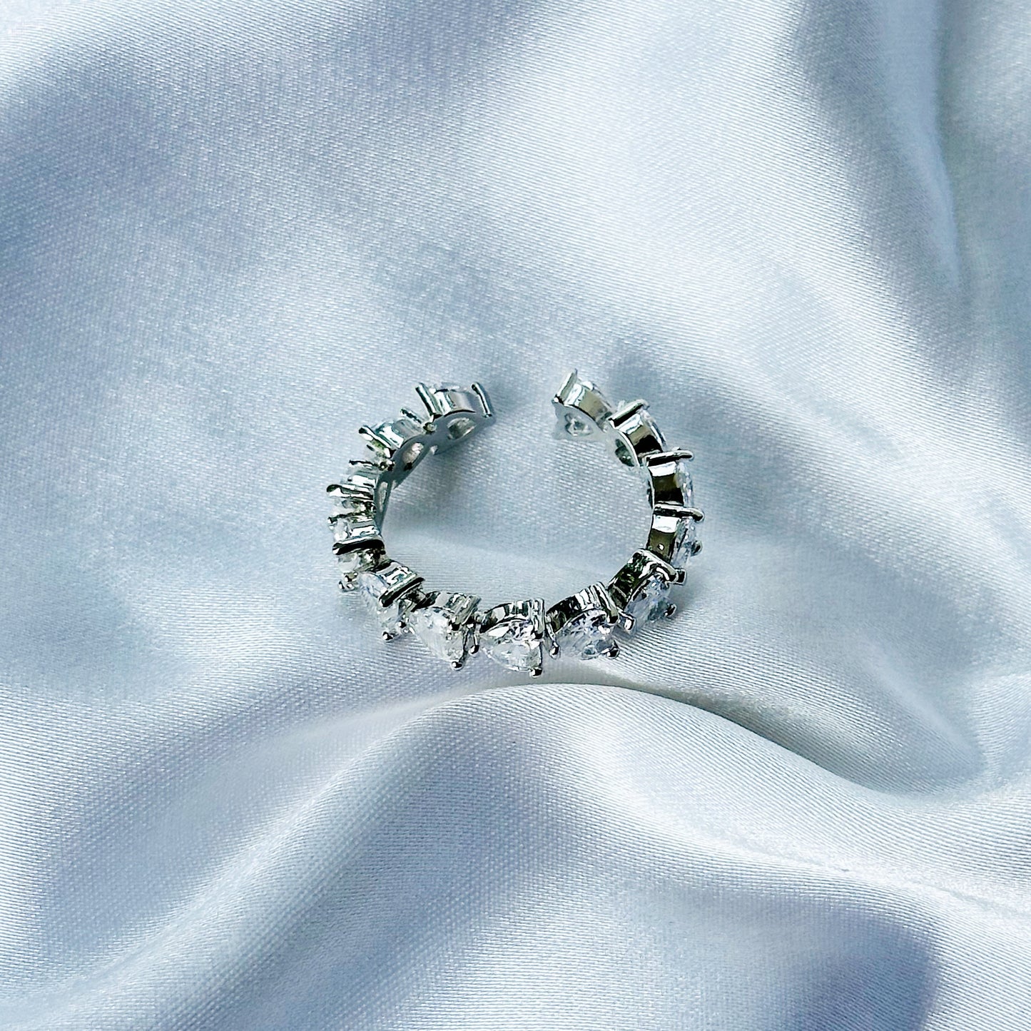 Matrix Design American Diamond Silver Plated Adjustable Ring