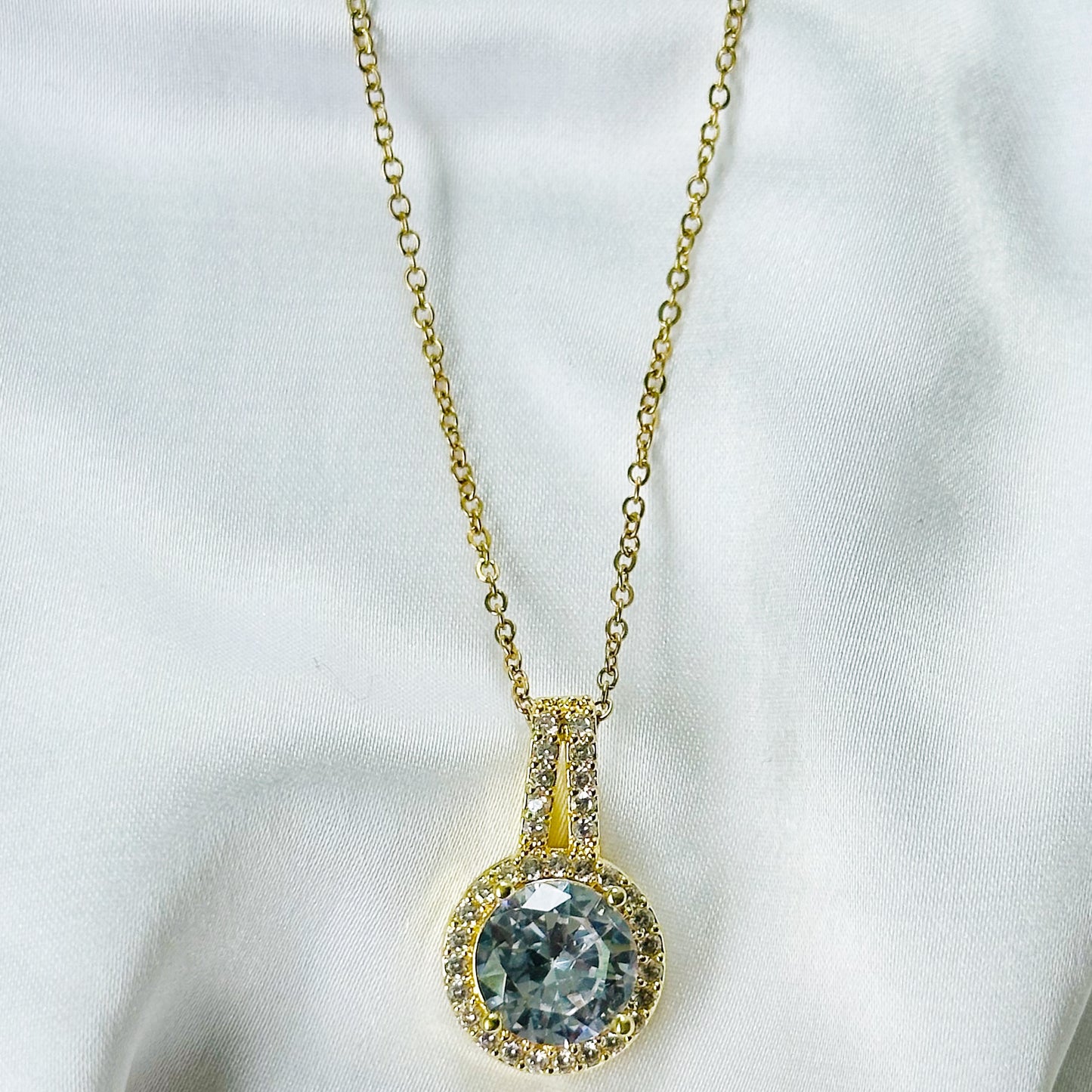 Soiltaire Cubic Zirconia American Diamond Gold Plated Anti-Tarnish Necklace