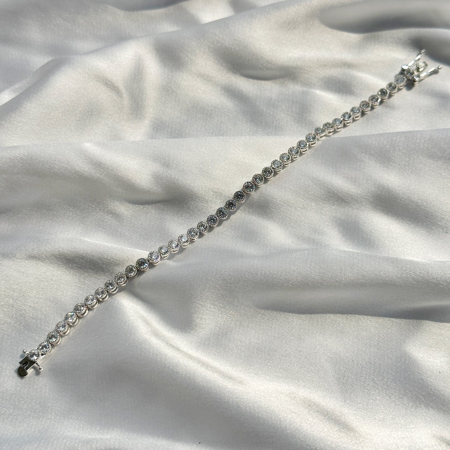 Silver Plated American Diamond Chain Bracelet