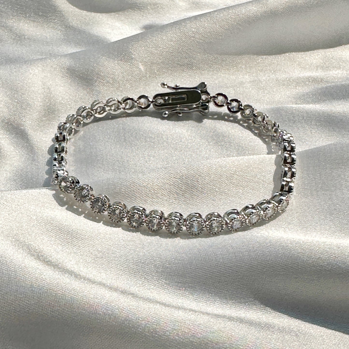 Silver Plated American Diamond Chain Bracelet