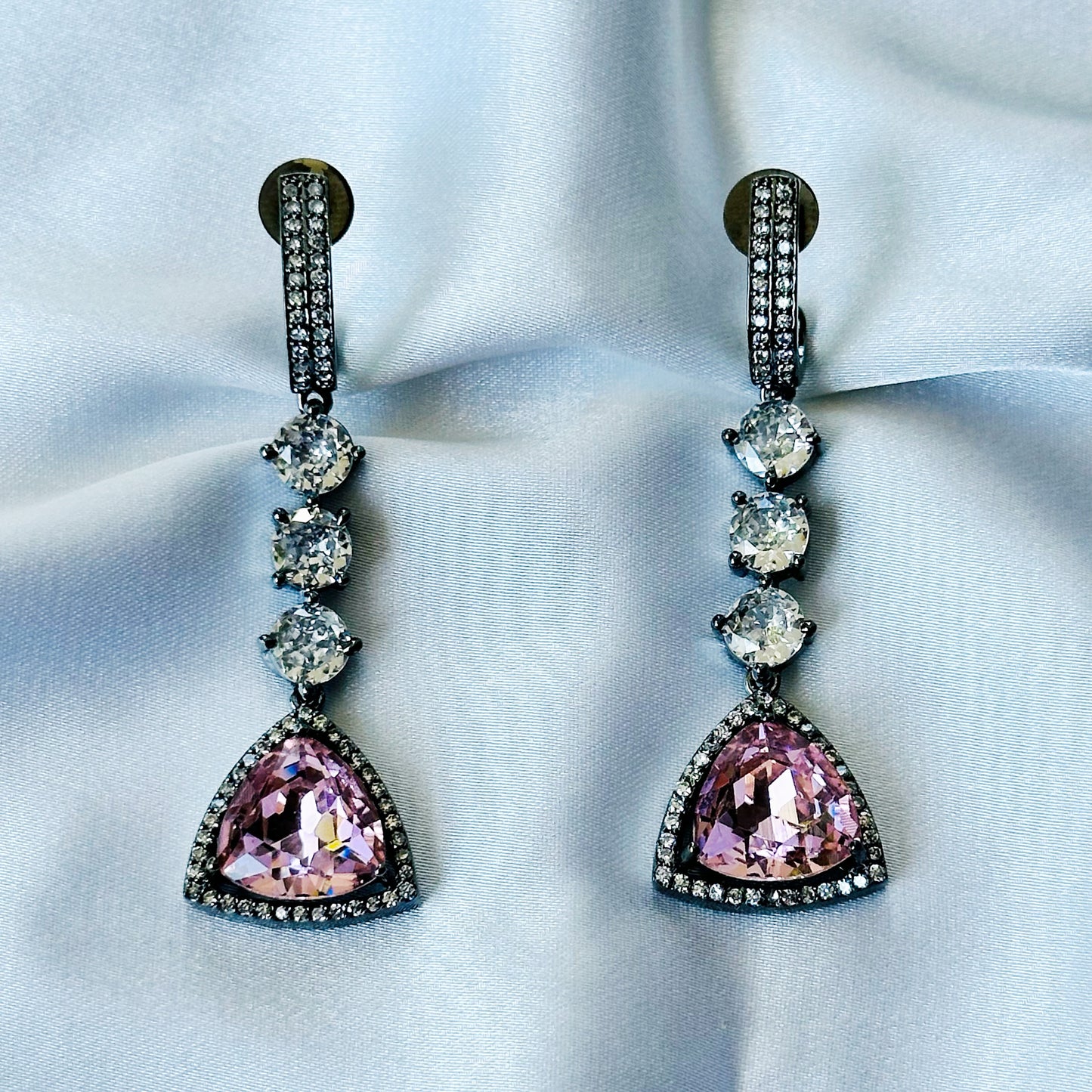 Light Rose Swarovski Crystal American Diamond Victorian Plated Earrings