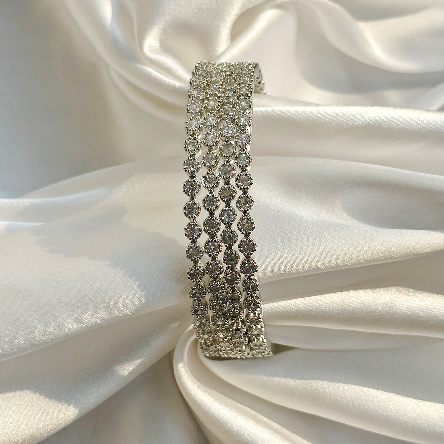 American Diamond Silver Plated Bangles Set of 4
