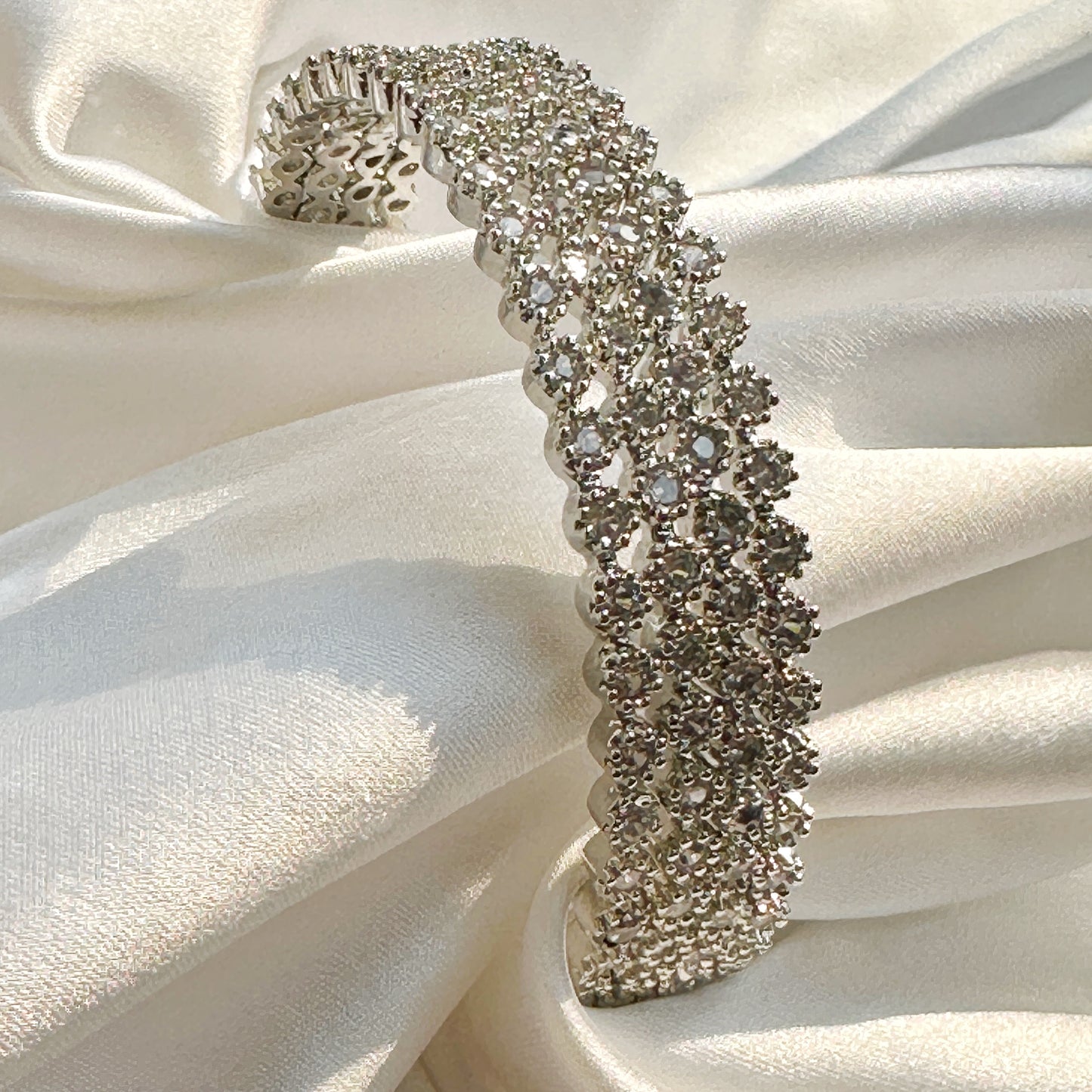 American Diamond Silver Plated Bangles Set of 4