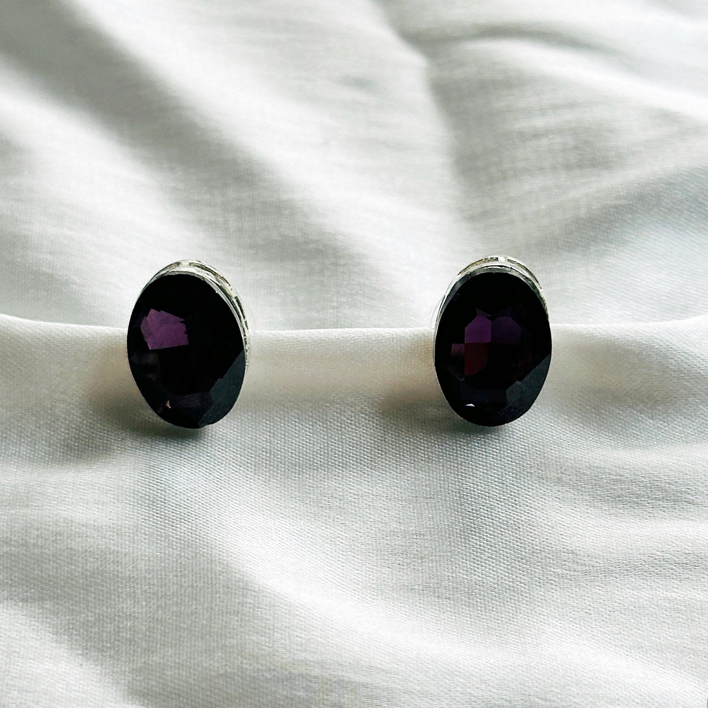 Deep Purple Amethyst Swarovski Crystal Silver Plated Necklace Set