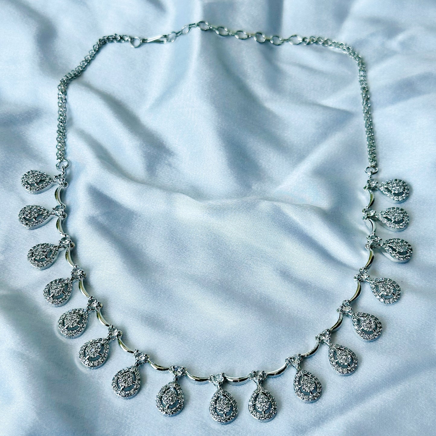 American Diamond Silver Plated Necklace Set